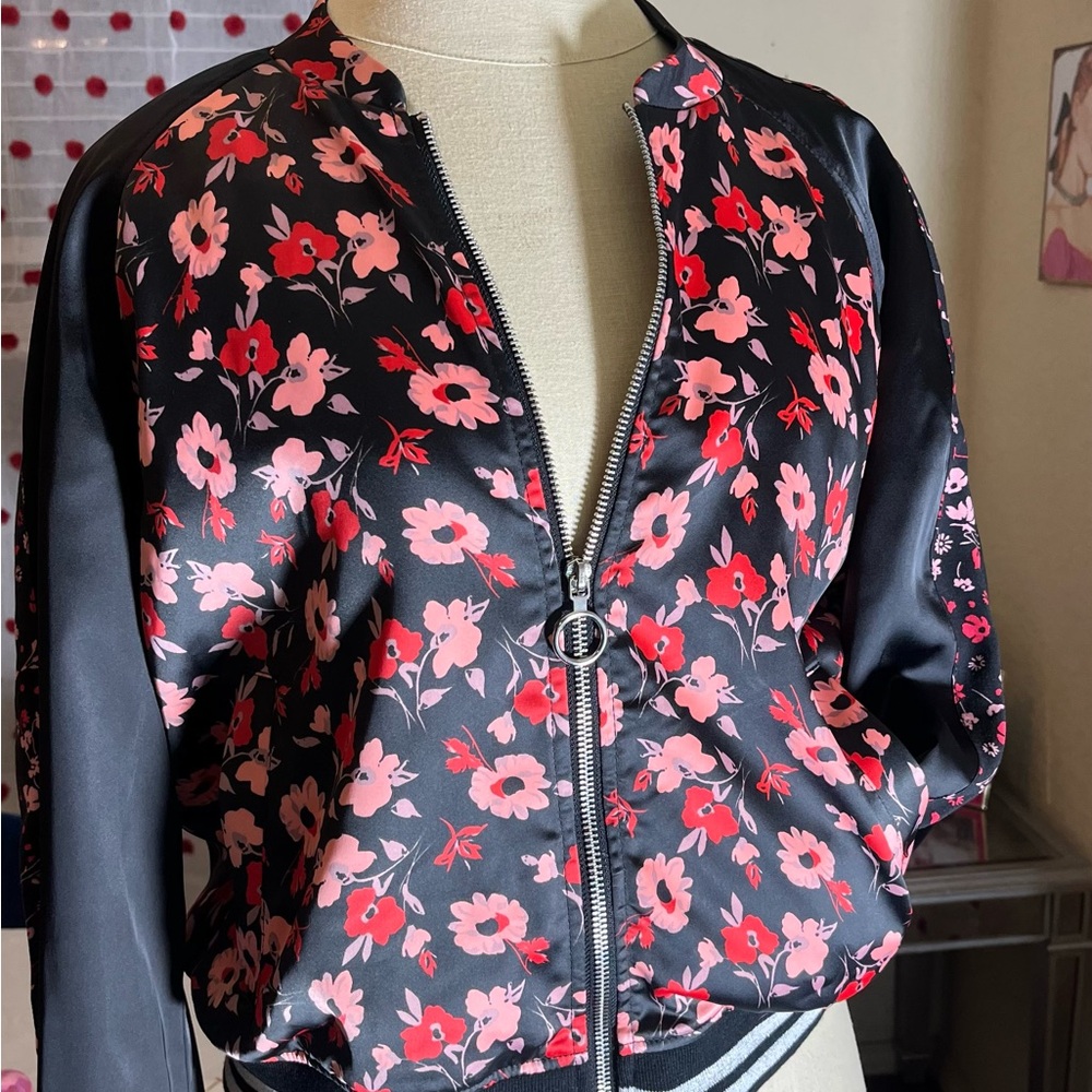 Floral Black and Pink Women's Jacket